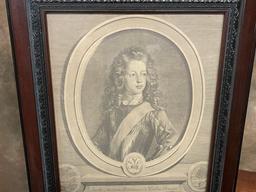 Early English Engraving Of Royal Subject In Contemporary Frame