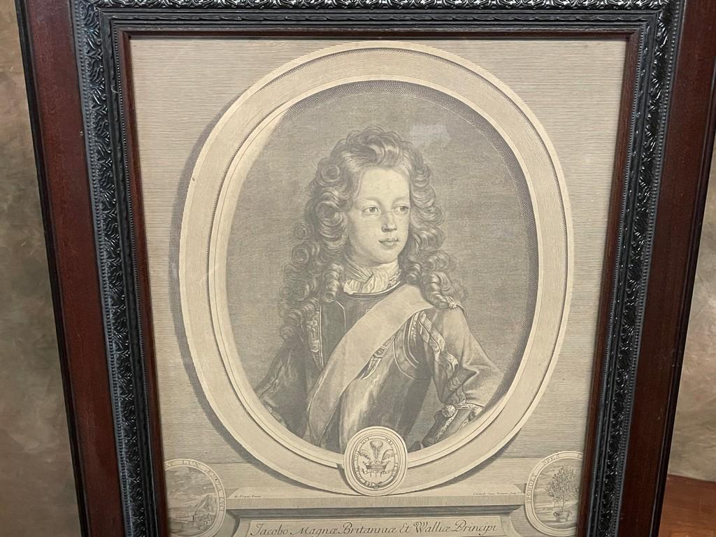 Early English Engraving Of Royal Subject In Contemporary Frame