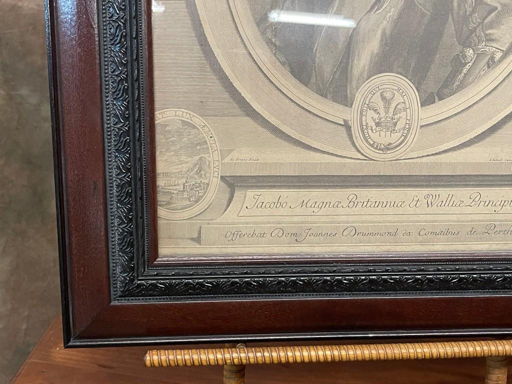 Early English Engraving Of Royal Subject In Contemporary Frame