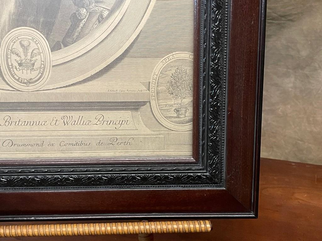 Early English Engraving Of Royal Subject In Contemporary Frame