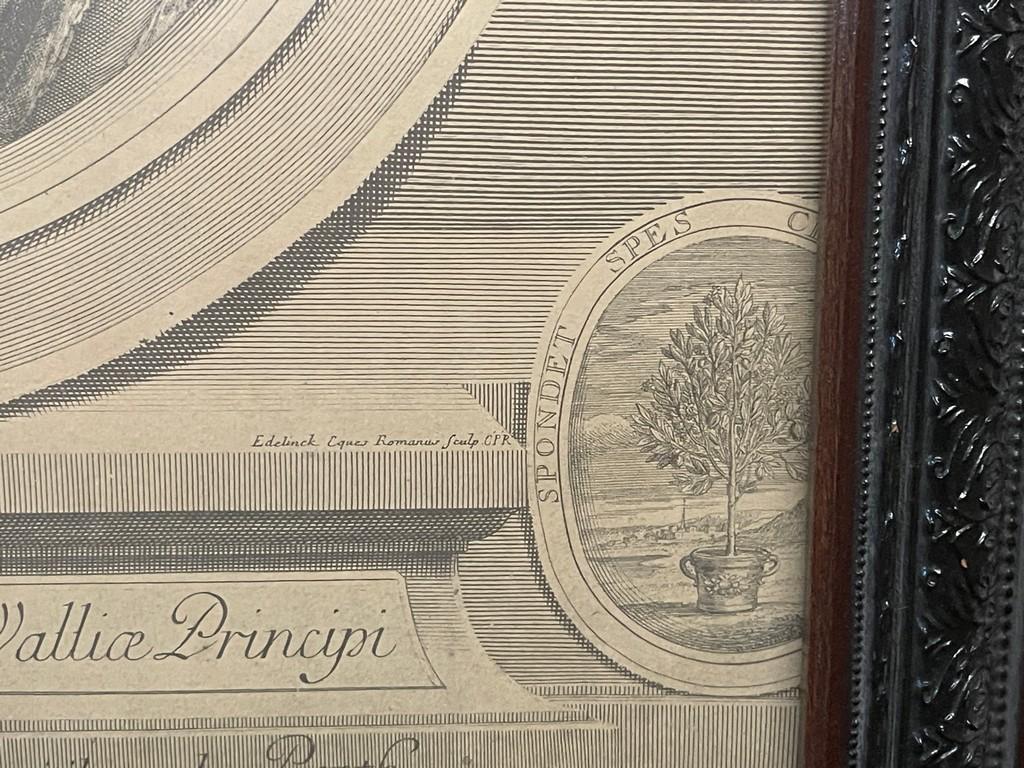 Early English Engraving Of Royal Subject In Contemporary Frame