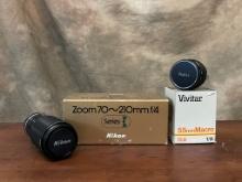 Vintage Nikon & Vivi tar Camera Lense Lot