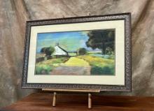 1920's Pastel Work Of Art In Frame