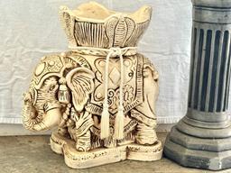 Concrete Round Column and Plaster Elephant