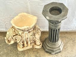 Concrete Round Column and Plaster Elephant