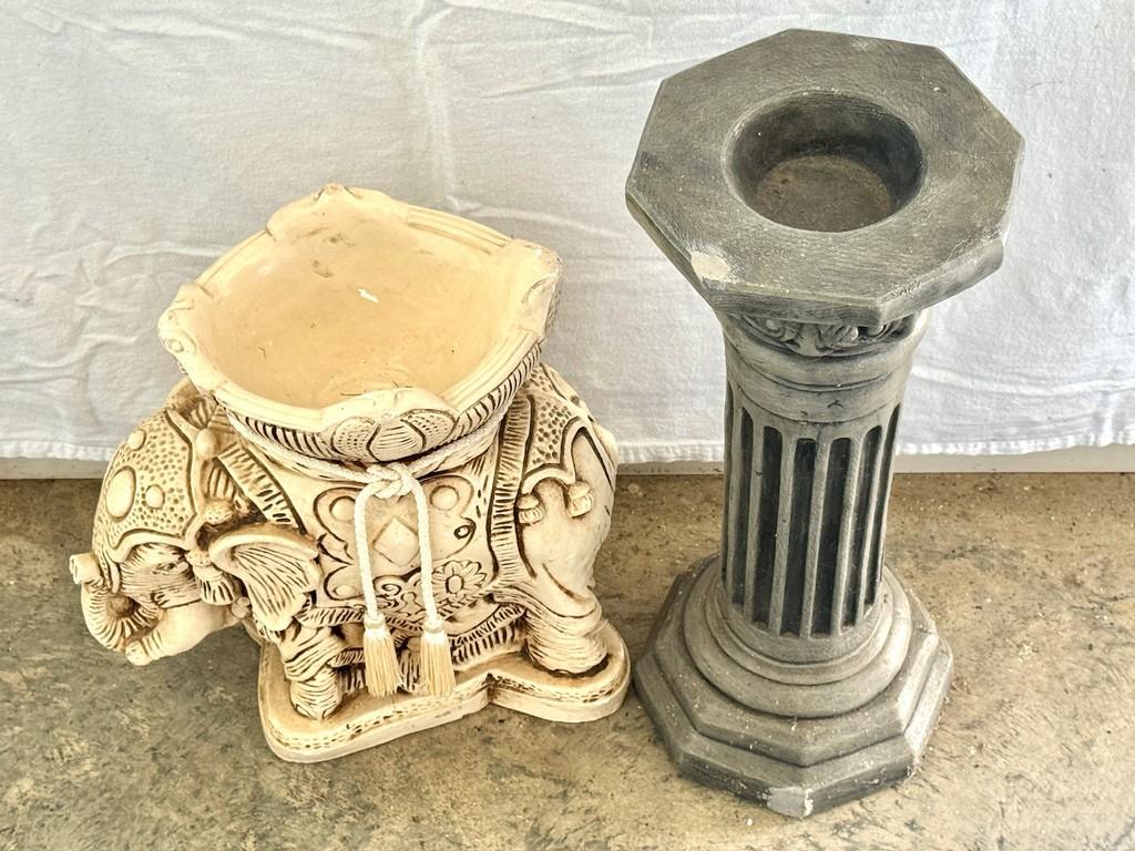 Concrete Round Column and Plaster Elephant