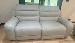 Dove Gray Leather Recliner Sofa