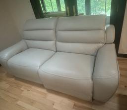 Dove Gray Leather Recliner Sofa