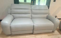 Dove Gray Leather Recliner Sofa