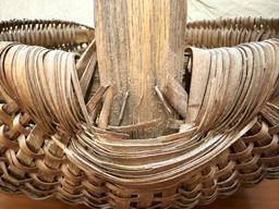 Large Antique Buttocks Basket With Pine Cones