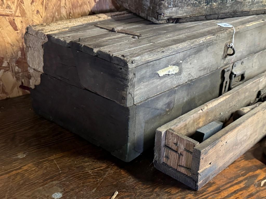 Antique Wooden Tool Chest With Some Tools