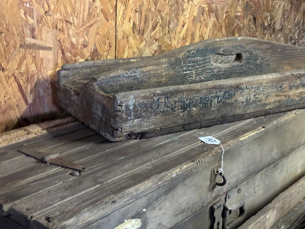 Antique Wooden Tool Chest With Some Tools