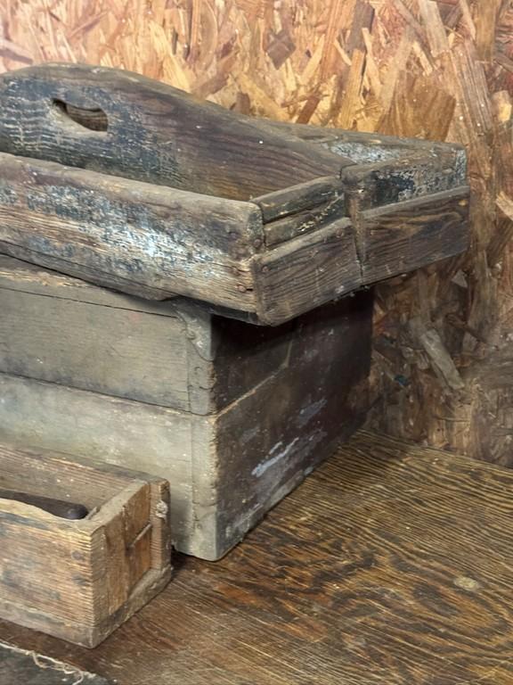 Antique Wooden Tool Chest With Some Tools
