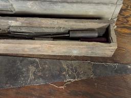 Antique Wooden Tool Chest With Some Tools