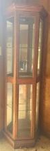 Corner Lighted Curio Cabinet with Four Glass Shelves with Mirrored  Back