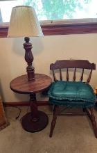 Pedestal Table Lamp and Captain's Chair