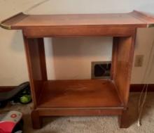 Pegoda Shaped Serving Table with Brass Trim