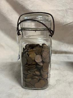Ball Jar Of Unsearched Wheat Pennies