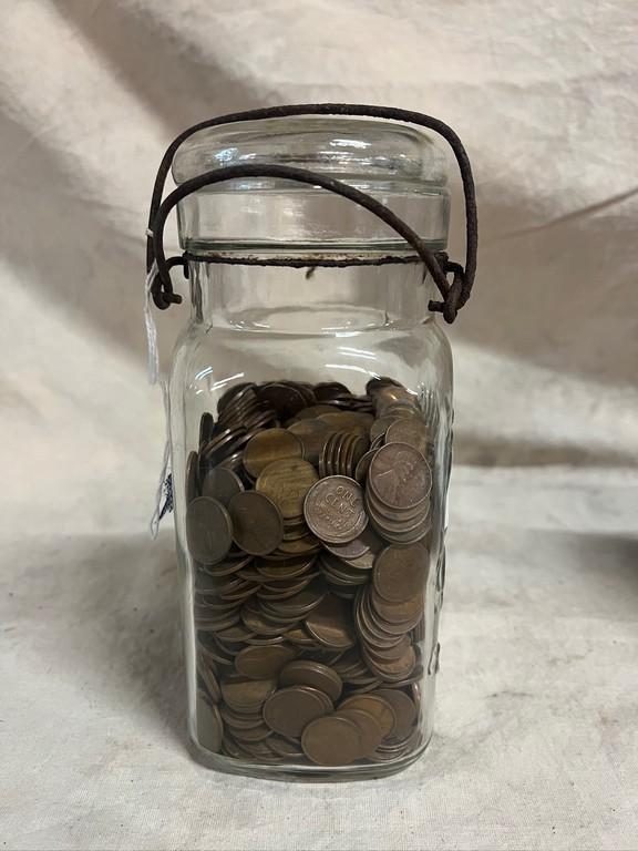 Ball Jar Of Unsearched Wheat Pennies