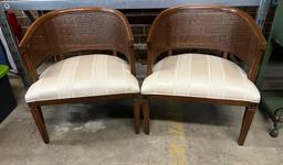 MCM Curved Caned Back Barrel Chair