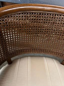 MCM Curved Caned Back Barrel Chair