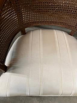 MCM Curved Caned Back Barrel Chair