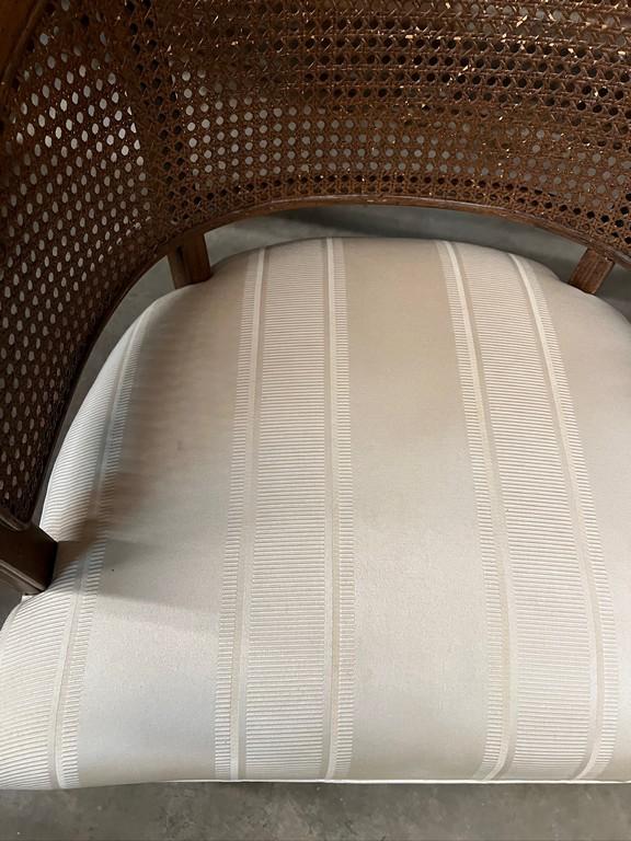 MCM Curved Caned Back Barrel Chair