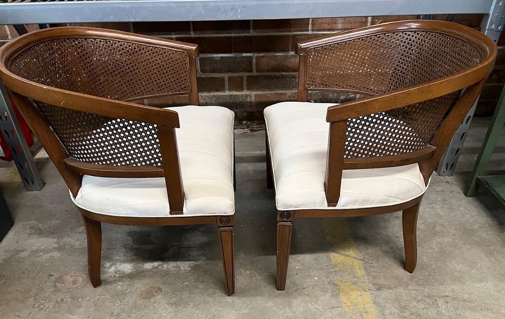 MCM Curved Caned Back Barrel Chair