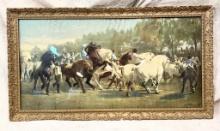 W. J. Morgan & Company Framed Lithograph by Cleveland and Co. No. 947 in 1920's Gold Frame