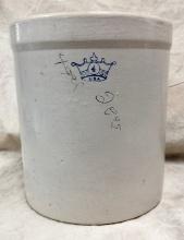 4 Gallon Blue Crown Marked Crock