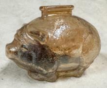 Vintage Amber Glass Piggy Band with Wheat Pennies