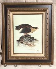 Tony Painted a Bird on a Rock with a Multi-Tiered Frame