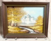 S. Hall Landscape on Canvas with Frame