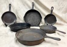 Lot Of 6 Cast Iron Skillets