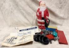 Partial Erector Set And 12" Tall Santa Blow Mold