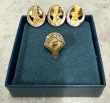 Four 1/10 10K Gold Service Pins