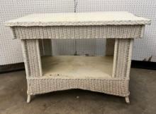 Vintage White Wicker Table