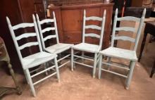 Four Ladder Back with Raffia Woven Seats