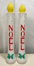 Two Blow Mold Noel Candles