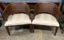 MCM Curved Caned Back Barrel Chair