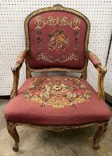 Louis XV Style Needlepoint Arm Chair