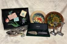 Wooden Tray with Candlesticks
