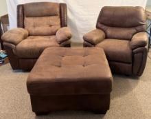 Pair of Rocking Recliners and Matching Ottoman