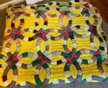 Hand-Made Double Wedding Ring Quilt