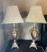 Pair of Matching Silver Urn Lamps