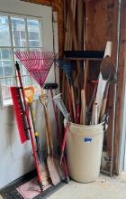 Trash Can With Long Handle Yard Tools