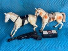2 Plastic Horses And A Daisey Model 166 Pellet Gun