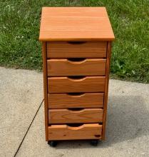 6 Drawer Pine Roll Around Cabinet