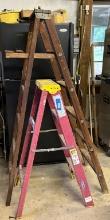 6 Ft Wood Step Ladder & 4 Ft. Werner Ladder