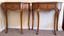 Pair of Half Round Tables with Single Drawer